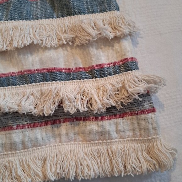 Holding Horses Anthropologie striped lined shift dress womens size 4 mini fringe - Picture 2 of 7